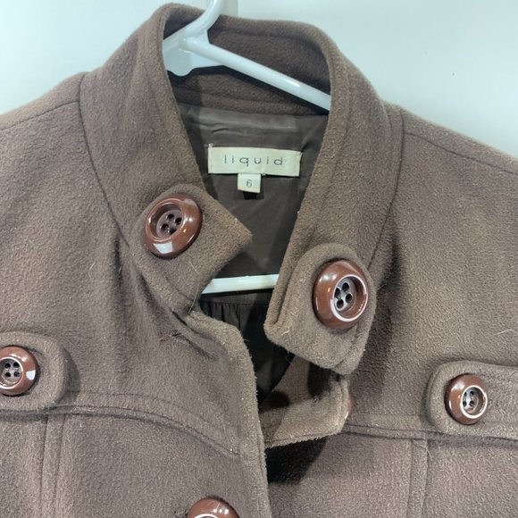 Liquid Women's Mocha Brown Fall Business Peacoat USA Made 6 - Picture 3 of 6